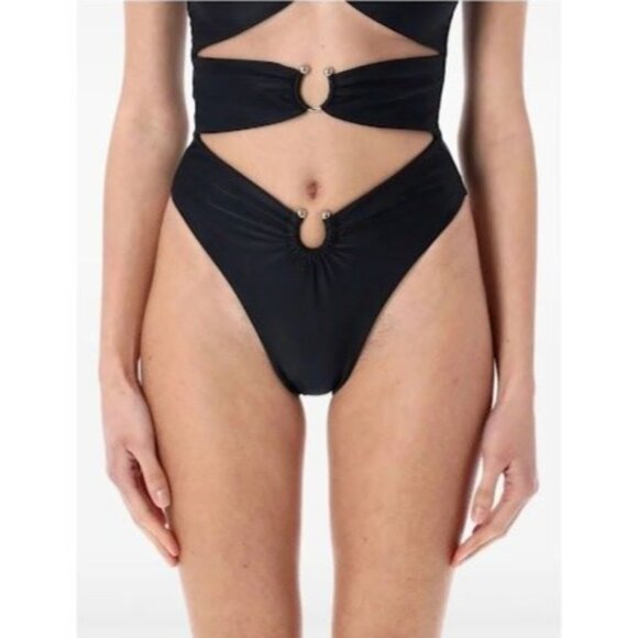 Swim by DI Black Cut-Out One-Piece Swimsuit With Rings & Adjustable Straps M - Picture 3 of 13